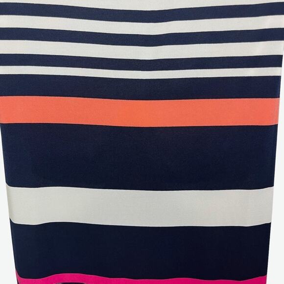 JESSICA HOWARD Stripe Navy Blue Pink Sleeveless Maxi Jersey Knit Stretch Dress S - Picture 13 of 16